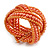 Orange Peach Glass Bead Plaited Flex Cuff Bracelet - Adjustable - view 4