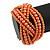 Orange Peach Glass Bead Plaited Flex Cuff Bracelet - Adjustable - view 3