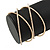 Statement Gold Tone Clear Crystal Double Cross Motif Flex Cuff Bracelet - Adjustable - view 3