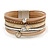 Stylish Gold Caramel Faux Leather with Crystal Detailing Magnetic Bracelet In Silver Finish - 18cm L - view 7