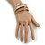Stylish Gold Caramel Faux Leather with Crystal Detailing Magnetic Bracelet In Silver Finish - 18cm L - view 2