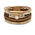 Stylish Gold, Brown, Snake Print Faux Leather with Crystal Detailing Magnetic Bracelet In Matt Gold Finish - 18cm L - view 4