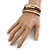 Stylish Gold, Brown, Snake Print Faux Leather with Crystal Detailing Magnetic Bracelet In Matt Gold Finish - 18cm L - view 2