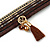 Stylish Brown Faux Leather with Tassel, Glass Beads and Crystal Detailing Magnetic Bracelet In Matt Gold Finish - 18cm L - view 4