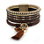 Stylish Brown Faux Leather with Tassel, Glass Beads and Crystal Detailing Magnetic Bracelet In Matt Gold Finish - 18cm L - view 3