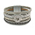 Stylish Grey Textured Faux Leather with Crystal Detailing Magnetic Bracelet In Silver Finish - 18cm L - view 9