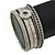 Stylish Grey Textured Faux Leather with Crystal Detailing Magnetic Bracelet In Silver Finish - 18cm L - view 6
