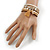 Stylish Gold Caramel Faux Leather with Tassel, Glass Beads and Crystal Detailing Magnetic Bracelet In Silver Finish - 18cm L - view 3