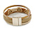 Stylish Gold Caramel Faux Leather with Glass Bead Detailing Magnetic Bracelet In Matt Gold Finish - 18cm L - view 6