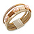 Stylish Gold Caramel Faux Leather with Glass Bead Detailing Magnetic Bracelet In Matt Gold Finish - 18cm L - view 7