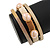 Stylish Gold Caramel Faux Leather with Glass Bead Detailing Magnetic Bracelet In Matt Gold Finish - 18cm L - view 2
