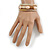 Stylish Gold Caramel Faux Leather with Glass Bead Detailing Magnetic Bracelet In Matt Gold Finish - 18cm L - view 3