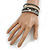 Stylish Grey Faux Leather with Crystal Detailing Magnetic Bracelet In Gold Finish - 18cm L - view 4