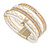 Stylish White Faux Leather with Crystal Detailing Magnetic Bracelet In Gold Finish - 18cm L - view 7
