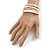 Stylish White Faux Leather with Crystal Detailing Magnetic Bracelet In Gold Finish - 18cm L - view 4