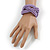 Purple Glass Bead Plaited Flex Cuff Bracelet - Adjustable - view 2