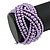 Purple Glass Bead Plaited Flex Cuff Bracelet - Adjustable - view 3