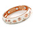 White Enamel Floral Copper Magnetic Hinged Bangle Bracelet with Six Magnets - 19cm L - view 4
