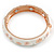 White Enamel Floral Copper Magnetic Hinged Bangle Bracelet with Six Magnets - 19cm L - view 5