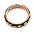 Black Enamel Floral Copper Magnetic Hinged Bangle Bracelet with Six Magnets - 19cm L - view 6