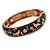 Black Enamel Bird and Flower Copper Magnetic Hinged Bangle Bracelet with Six Magnets - 19cm L - view 5