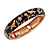 Black Enamel Bird and Flower Copper Magnetic Hinged Bangle Bracelet with Six Magnets - 19cm L - view 4