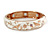 White Enamel Bird and Flower Copper Magnetic Hinged Bangle Bracelet with Six Magnets - 19cm L - view 4