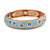 Light Blue Enamel Floral Copper Magnetic Hinged Bangle Bracelet with Six Magnets - 19cm L - view 4