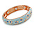 Light Blue Enamel Floral Copper Magnetic Hinged Bangle Bracelet with Six Magnets - 19cm L - view 5