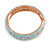 Light Blue Enamel Floral Copper Magnetic Hinged Bangle Bracelet with Six Magnets - 19cm L - view 6