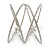 Statement Silver Tone Clear Crystal Double Cross Motif Flex Cuff Bracelet - Adjustable - view 5