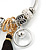 Fancy Charm (Tassel, Leaf, Crystal Beads) Flex Twisted Cable Cuff Bracelet In Silver Tone Metal - Adjustable - 17cm L - view 5