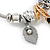 Fancy Charm (Tassel, Leaf, Crystal Beads) Flex Twisted Cable Cuff Bracelet In Silver Tone Metal - Adjustable - 17cm L - view 6