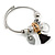 Fancy Charm (Tassel, Leaf, Crystal Beads) Flex Twisted Cable Cuff Bracelet In Silver Tone Metal - Adjustable - 17cm L - view 7