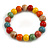 10mm Multicoloured Ceramic Round Bead Stretch Bracelet - 17cm L