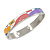 Multicoloured Geometric Pattern Stainless Steel Magnetic Bangle Bracelet with Six Magnets - 18cm L