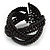 Black Glass Bead Plaited Flex Cuff Bracelet - Adjustable - view 4