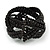 Black Glass Bead Plaited Flex Cuff Bracelet - Adjustable - view 5