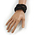 Black Glass Bead Plaited Flex Cuff Bracelet - Adjustable - view 2