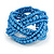Blue Glass Bead Plaited Flex Cuff Bracelet - Adjustable