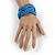Blue Glass Bead Plaited Flex Cuff Bracelet - Adjustable - view 3
