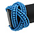 Blue Glass Bead Plaited Flex Cuff Bracelet - Adjustable - view 5