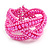 Pink Glass Bead Plaited Flex Cuff Bracelet - Adjustable - view 7