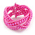 Pink Glass Bead Plaited Flex Cuff Bracelet - Adjustable - view 4