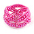 Pink Glass Bead Plaited Flex Cuff Bracelet - Adjustable - view 5