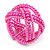 Pink Glass Bead Plaited Flex Cuff Bracelet - Adjustable - view 6