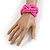 Pink Glass Bead Plaited Flex Cuff Bracelet - Adjustable - view 2