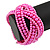 Pink Glass Bead Plaited Flex Cuff Bracelet - Adjustable - view 3