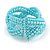 Light Blue Glass Bead Plaited Flex Cuff Bracelet - Adjustable - view 4