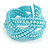 Light Blue Glass Bead Plaited Flex Cuff Bracelet - Adjustable - view 5